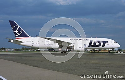 LOT Polish Airlines Boeing B-787 8 SP-LRE CN35939 LN818 . Taken on August 27 , 2015 Editorial Stock Photo