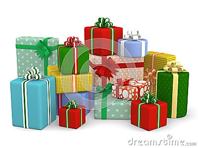 Lot of presents. 3D illustration Stock Photo