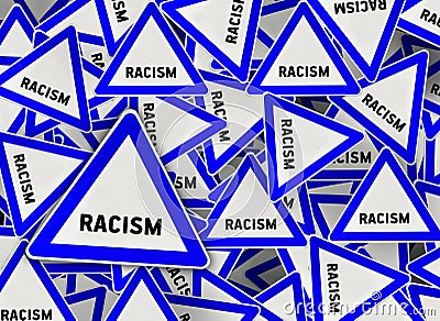 A lot of racism triangle road sign Stock Photo