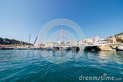 Lot of ships in the port of Nice, France, French Riviera Editorial Stock Photo