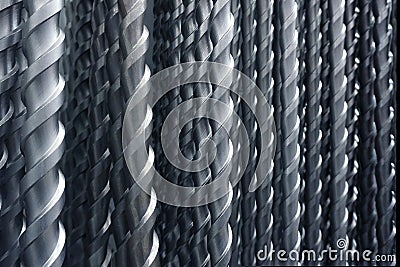 A lot of spiral drill bits isolated Stock Photo