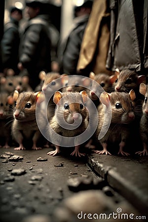 Starving rats waiting to be fed up. Stock Photo
