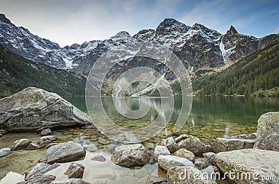 A lot of stones in clear water Stock Photo