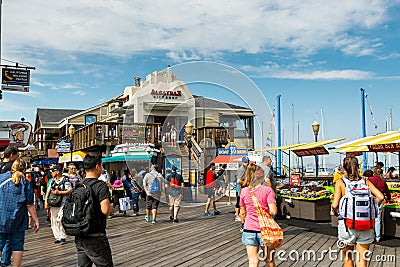 A lot of tourist visiting the Fisherman`s Wharf Pier 39 of San Francisco, California, United states of America Editorial Stock Photo