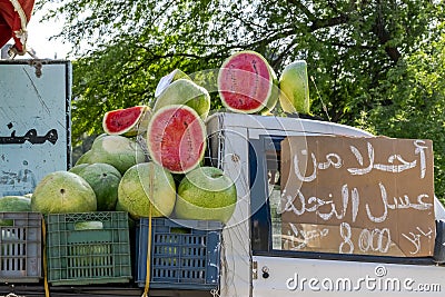 A lot of watermelons for sale. Stock Photo