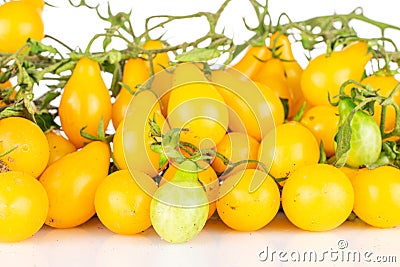 Yellow pear tomato isolated on white Stock Photo