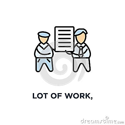 lot of work, transfer of documents pile between office employees, premium quality outline for website icon, paperwork, apps,, Vector Illustration