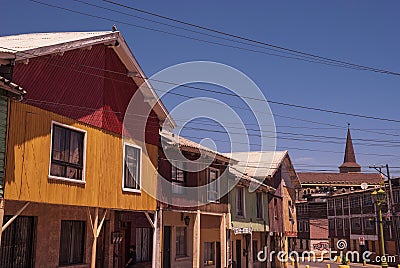 Historic neighborhood of the city of Lota, Chile. Editorial Stock Photo