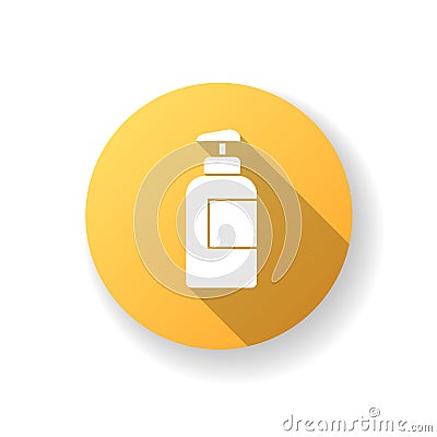 Lotion in bottle yellow flat design long shadow glyph icon Vector Illustration