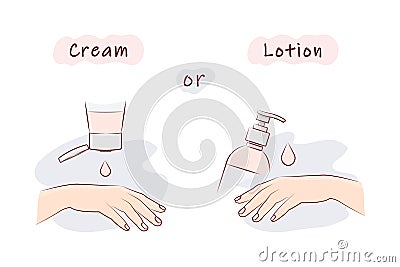 is lotion or cream better for hands, the best moisturizer, hand care, manicure , spa treatment, dermatology vector nourishing Vector Illustration