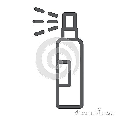 Lotion spray line icon, hairdressing and sprayer, bottle spray sign, vector graphics, a linear pattern on a white Vector Illustration