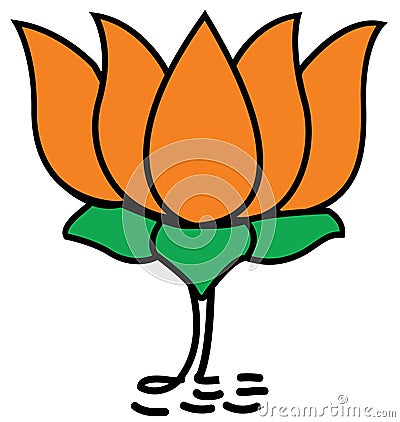 Lotus Flower In Saffron Color Political party BJP Bhartiya Janata Party Election Symbol Vector Illustration