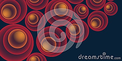 Lots of Abstract Red and Brown 3D Spiralling Funnels, Many Concentric Circles of Various Sizes Pattern - Perspective View Vector Illustration