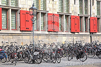 Lots of bike in Delft, Netherlands Editorial Stock Photo