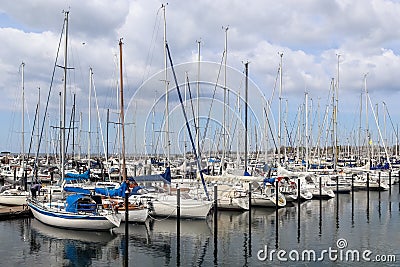 Lots of boats at the Marina in Schilksee close to Kiel in Germany. Schilksee olympic sailing sport Editorial Stock Photo