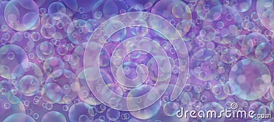 Lots and lots of bubbles in lilac background banner Stock Photo