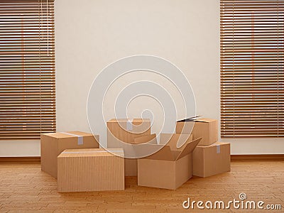 Lots of cardboard boxes. Cartoon Illustration