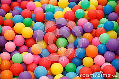 Lots of colorful plastic balls for kids to play Stock Photo