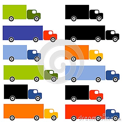 Lots of Colourful Trucks Cartoon Illustration