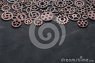 Lots of concrete-based gears.Background, gears and steampunk Stock Photo