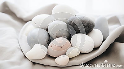 Lots of Easter eggs in soft pastel colors. Minimalist simple decor in Scandinavian style Stock Photo