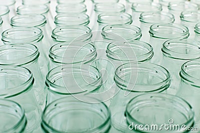 Lots of empty jars background Stock Photo