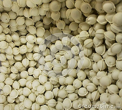 Lots of frozen dumplings in the freezer Stock Photo