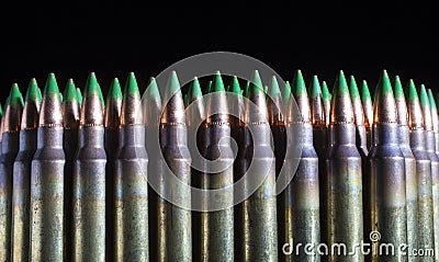 Lots of green tipped ammunition Stock Photo