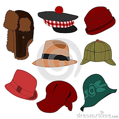 Lots of Hats Set 02 Vector Illustration