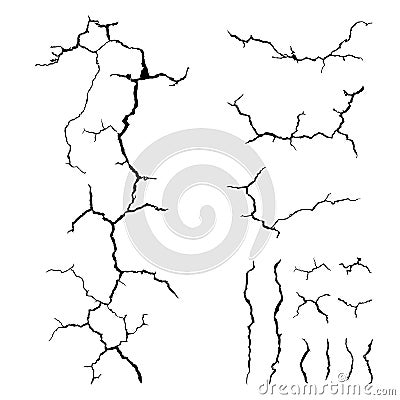 Lots lines of crack ground for abstract background on white background Vector Illustration