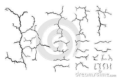 Lots lines of crack ground for abstract background on white background Vector Illustration