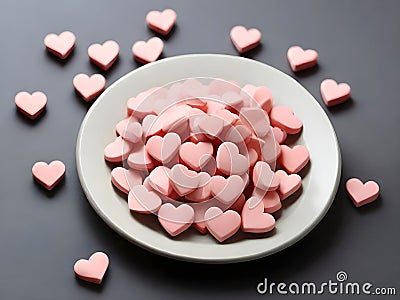 Lots love hearts shape on a plate Ai Generated Stock Photo