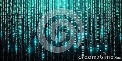 Lots of Matrix Binary Code Random Number Falling Background Generative AI Stock Photo