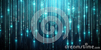 Lots of Matrix Binary Code Random Number Falling Background Generative AI Stock Photo
