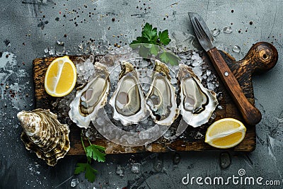 lots of oysters on a plate, in the style of nature-based patterns, Stock Photo