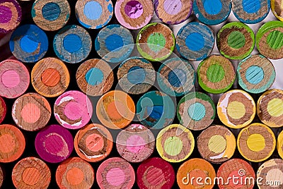 Lots of pencil crayon ends Stock Photo