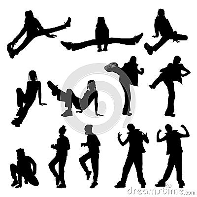 Lots of people, sport, girls - set Vector Illustration