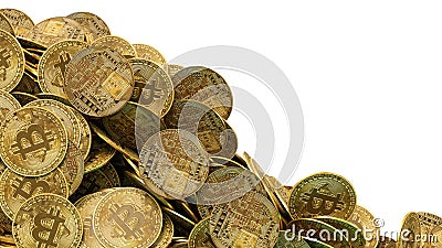 lots of piled up bitcoin coins - 3D rendering Cartoon Illustration