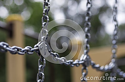 Lots of shiny chain links diagonal and transverse Stock Photo