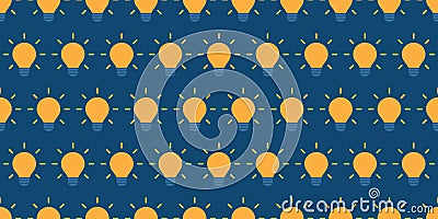 Lots of Simple Minimalist Glowing Light Bulbs - Pattern Background Design, Seamless Wide Scale Texture for Web and Technology Vector Illustration