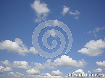 Lots of small white clouds on blue sky background Stock Photo