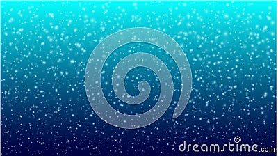 Glittering snow crystals on blue background Stock Photo