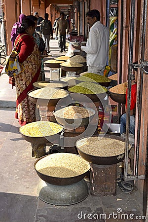 Spices on a marketplace in India Editorial Stock Photo