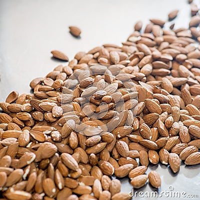 Lots of sprinkled almonds Stock Photo