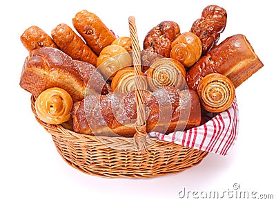 Lots of sweet bakery products Stock Photo