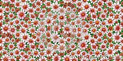 Lots of symmetrical repeating identical small flower pattern seamless background AI Generative Stock Photo