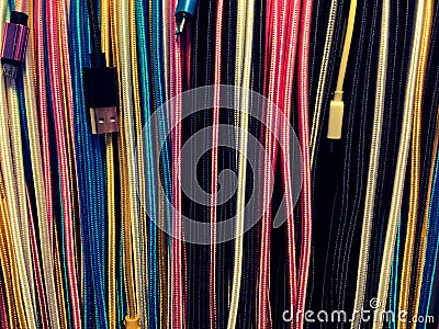 Lots of wires of different colors Stock Photo