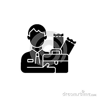 Lottery agent black glyph icon Vector Illustration