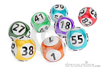 Lottery balls closeup, 3D rendering Stock Photo