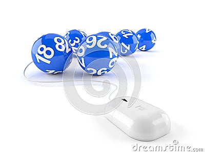 Lottery balls with computer mouse Stock Photo